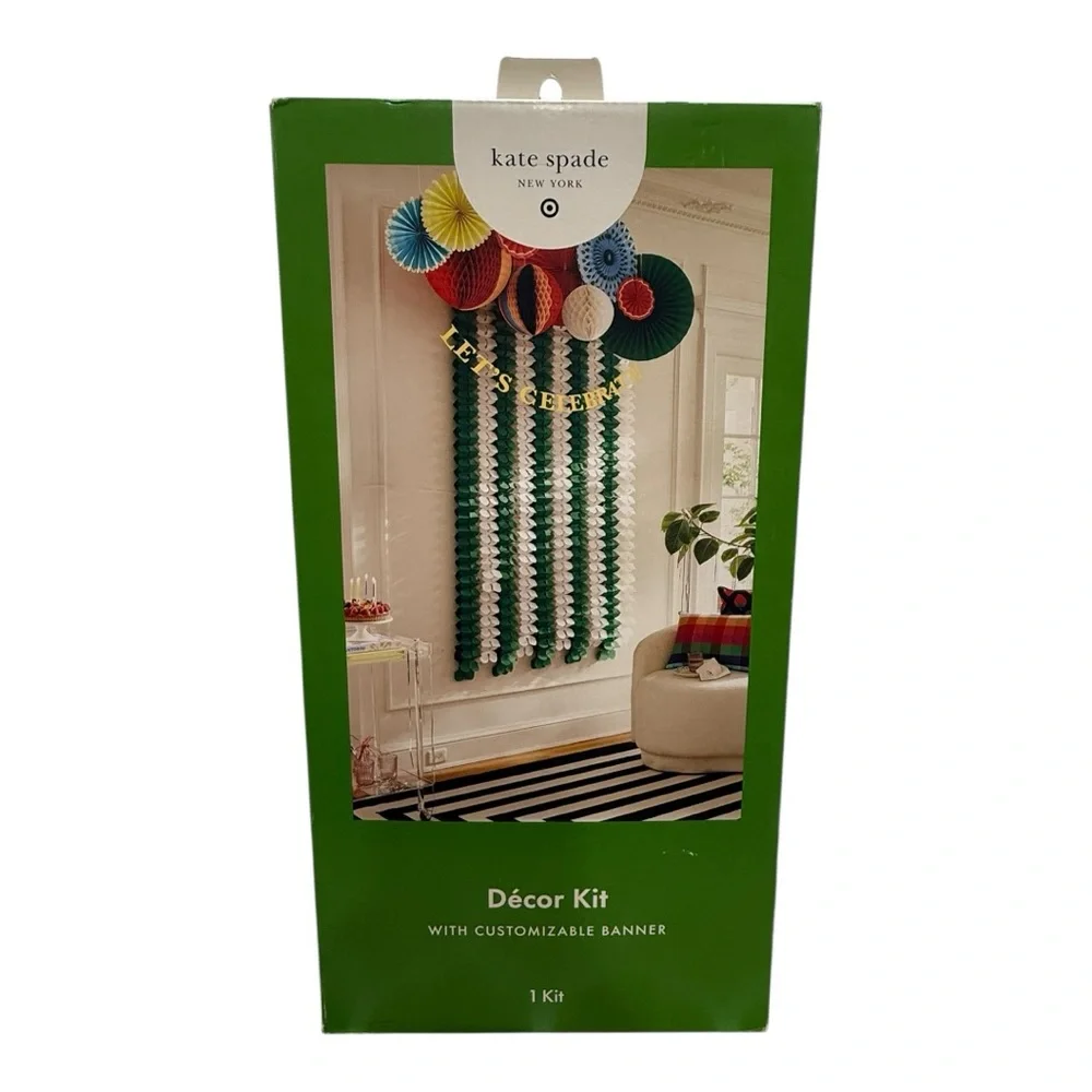 Kate Spade New York Décor Kit w/ Customizable Banner – Party Backdrop – NEW